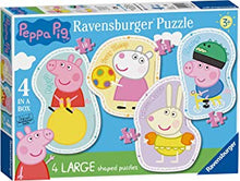 Ravensburger Peppa Pig 4 Large Shaped Jigsaw Puzzles (10, 12, 14, 16 Pieces) for Kids Age 3 Years Up - Educational Toys for Toddlers