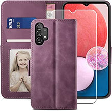 YATWIN for Samsung Galaxy A13 4G Case, Flip Wallet Leather Case with Screen Protector and Card Holder Kickstand Phone Cases Cover for Samsung A13 4G - Wine Red