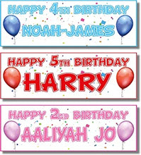 2 Personalised Birthday Banners - Single Balloon Design - Any Name & Any Age (Approx 3ft x 1ft) (Blue)