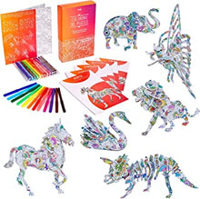 3D Puzzle for Kids – Colouring 3D Jigsaw Puzzle Gift Set with 6 Animals – Arts and Crafts Set for Girls and Boys Ages 7 8 9 10 11 12 - Fun Art Creative DIY Project Kit - 6 Pack with Colouring Pens