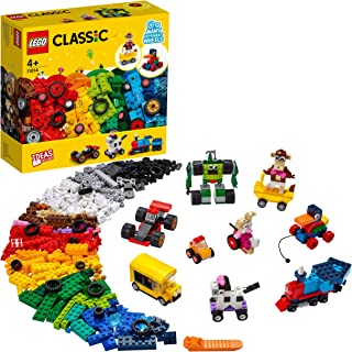 LEGO 11014 Classic Bricks and Wheels Starter Building Set with Toy Car, Train, Bus, Robot and More Construction Toys, Gifts for 4 Plus Year Old Boys & Girls