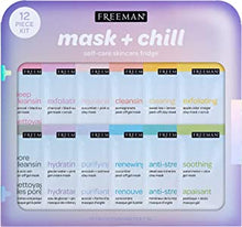 Freeman Limited Edition Mask & Chill Self Care Skincare Mask Holiday Kit, Face Masks To Exfoliate, Hydrate, Relieves Stress, and Refines Pores, Facial Mask Variety, 12 Piece Gift Set