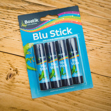 Bostik Blu Stick Glue Sticks, Goes on Blue, Dries Clear, Solvent Free, Washable, 4 x 8g sticks