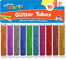 10pk Kids Glitter Tubes in 10 Assorted Vibrant Colours | Craft Glitter Shaker for Kids, Arts and Crafts | Glitter for Slime | Glitter for Wax Melts