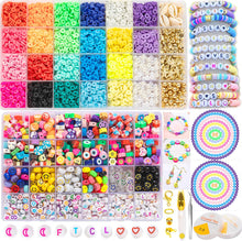 8500+ Pcs Clay Beads Bracelet Making Kit Round Flat Beads Polymer Clay Beads Set Clay Spacer Heishi Beads for Jewellery Making Bracelets Necklace DIY Jewellery Making Kit for Kids Adults,2 Boxes