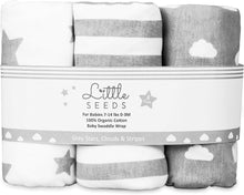 Little Seeds Baby Swaddle Blanket 0-3 Months 100% Organic Cotton Newborn Swaddles - Pack of 3 Swaddle Blankets - New Born Swaddle Wrap For Boy and Girl - Hip-Healthy Design