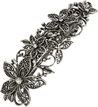 Vintage Silver Leafy Barrette Large Hair Clip