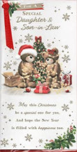 Prelude Daughter And Son-in-Law Christmas Card ~ Daughter & Son-in-Law With Love At Christmastime ~ Santa Bears & Christmas Baubles