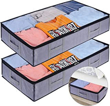 Storagezoid 2 Pack 90 L Foldable Underbed Storage Bags with Reinforced Handles, Sturdy Zips, Large Capacity & Clear Window for Clothes, Shoes, Blankets, Bedding and Duvet