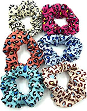 Pack of 6 Leopard Print Scrunchies, Womes/Girls Hair Bands, Bobbles , Hair Ties