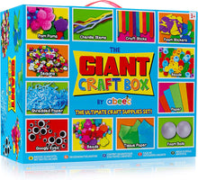 abeec Giant Craft Box for Kids - Box of Arts and Crafts Supplies - Craft Kits for Kids - Containing Lolly Pop Sticks, Googly Eyes, Pipe Cleaners, Tissue Paper - Kids' Craft Kits