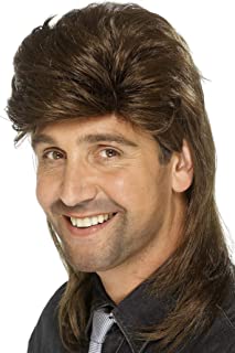 Smiffys Mullet Wig for Men, Brown, One Size