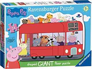 Ravensburger Peppa Pig London Red Bus 24 Piece Giant Shaped Floor Jigsaw Puzzle for Kids Age 3 Years Up - Educational Toys for Toddlers