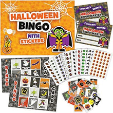 Halloween Bingo Party Game for Kids Adults - Premium Quality Bingo Calling Cards Pre-Cut & Halloween Stickers for up to 40 Games - Party Favour Supplies, School Classroom Games, Family Activity