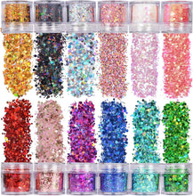 Veroa 12 Colors Make Face Body and Hair Glitter at The Festival,Chunky Glitter for Festivals, Parties, Raves,Brightly Coloured Festive Accessories(10g12PCS)