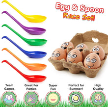 KreativeKraft Egg and Spoon Race Kit Outdoor Games For Kids, Garden Outdoor Toys Kids Party Games Set Includes 6 Easter Eggs & 6 Plastic Spoons, Family Games for Kids and Adults