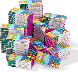 THE TWIDDLERS - 144 Boxes of Mixed Coloured Wax Crayons - 4 Crayons per box, Kids Party Bag Fillers - 576 Total Crayons