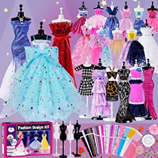 450+Pcs - Fashion Design Kit for Girls with 4 Mannequins- Creativity DIY Arts & Crafts Kit Learning Toys Sewing Kit for Kids- Teen Girls Kids Birthday Gift Age 6 7 8 9 10 11 12+
