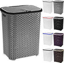 ZENQA Laundry Basket With Lid Plastic |Large 65 Litre Laundry Hamper Storage Washing Basket | Dirty Clothes Baskets with Handles | Laundry Basket Bin for Bathroom Bedroom (Grey)