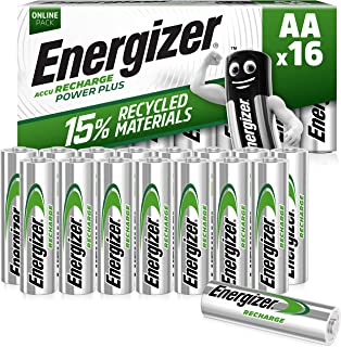 Energizer Rechargeable Battery AA Pack, Recharge Power Plus, 16 Pack, Rechargeable Battery AA - Amazon Exclusive