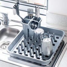 Addis Eco 100% Recycled Plastic Cutlery Utensil Drainer Tray holder caddy with 4 compartment, Light Grey