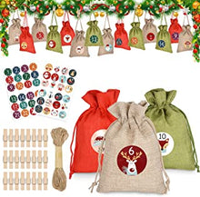 Advent Calendar Bags 2022, Advent Calendars Small Bags for Filling, Xmas Countdown Hanging Advent Calendar Set with Drawstring, Resusable DIY Make Your Own Advent Calendars for Christmas Decorations