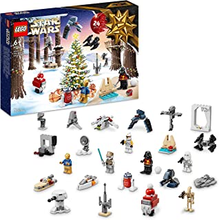 LEGO 75340 Star Wars Advent Calendar 2022, 24 Collectible Buildable Toy including Gonk Droid as Santa, R2-D2, Darth Vader & Vehicles, For Kids