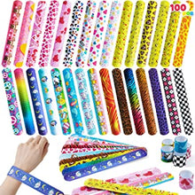 JOYIN Slap Band ,100 PCs Slap Bracelets Super Slap Wrist Bands with Colorful Hearts Animal Emoji Party Bag Fillers (30 Designs) Valentine's Party Favours Pack, Easter Basket Stuffers