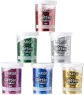 Baker Ross Jumbo Glitter Shakers for Kids Arts and Crafts — Large Glitter Containers Ideal for Crafting in Classrooms, Schools, and Preschools (Pack of 6)