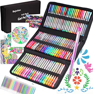 Vozuna 145 Pack Glitter Gel Pens Set 72 Unique Colours & 72 Refills with 1 Colouring Book for Kids Adult Colouring Books Drawing Doodling Crafts Scrapbooking