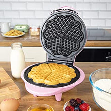 Global Gizmos 35570 Mini Heart Shaped Waffle Maker / 1000W / Unique Thermostatic Design/Non-Stick Plates/Easy Clean / 25cm x 22cm