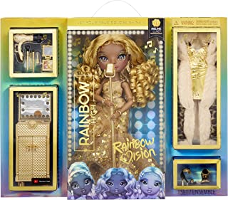 Rainbow High Rainbow Vision Divas - MELINE LUXE - Gold Yellow Fashion Doll, Mix & Match Designer Outfits, Mic, Accessories and Vanity Playset - For Kids and Collectors Ages 6+