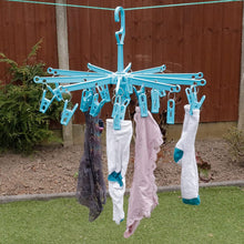 HANGERWORLD 20 Peg Blue Plastic Hanging Laundry Socks Lingerie Clothes Portable Indoor Outdoor Airer Dryer