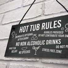 RED OCEAN Funny Hot Tub Rules Sign Perfect Hot Tub Accessories Garden Sign Home Gift
