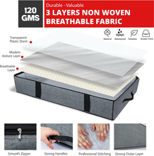 Mintry 90L underbed storage boxes- Pack of 2 Large under bed storage box with 3x Bonus Large Zip lock Bags- Clothes storage boxes with lid & PVC Window For Quilts, Blankets & Clothes