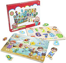 CoComelon Peg Boards Puzzles – CoComelon Toys - Early Development & Activity Toys - Toddler Games - Cocomelon Baby Toys - 2 X Wooden Puzzle Boards