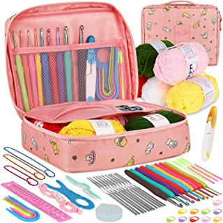 Aeelike Crochet Kits for Beginners Adults, Knitting Starter Kit for Adults, Include 0.6-6.0 mm Metal Crochet Hooks, Wool, Case and Knitting Accessories, Crochet Hook Set Kids, Crochet Starter Kit UK