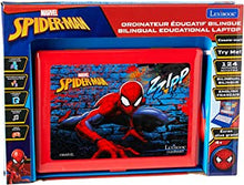 LEXIBOOK Disney Marvel Spider-Man - Educational and Bilingual Laptop French/English - Toy for Child Kid (Boys & Girls) 124 Activities, Learn Play Games and Music- Blue/Red, JC598SPi1