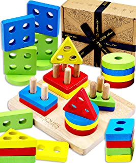 Shape Sorter Board | Educational Wooden Toys for 1 2 3 Year Olds | Montessori Toys | Stacking Toy Geometric Shapes Puzzle | Jaques of London