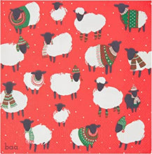 Talking Tables Pack of 20 Sheep Christmas Napkins | Red Paper Serviettes for Xmas, Boxing Day, Winter Dinner Party, Decoupage