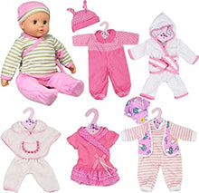 The Magic Toy Shop Bibi Doll - Set of 6 Dolls Clothes Outfits for 12 to 16 Inch New Born Baby Dolls - Rompers Pink Dress Bathrobe (Design 1)