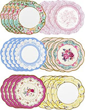 Pack of 24 Vintage Floral Paper Plates with Scalloped Edge | Truly Scrumptious Disposable Tableware For Birthday or Garden Party, Afternoon Tea, Baby Shower, Wedding 17.5cm