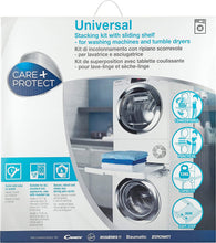 CARE+PROTECT Universal Stacking Kit with Sliding Shelf for Wachine Machines and Dryers, Suitable for Washing Machines with Depth 47-62 cm, Rounded Control Panel Front; Dryer with Depth 58cm