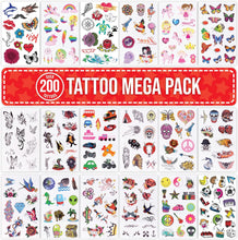 Temporary Tattoos Pack for Kids Children Boys Girls - OVER 200 Tattoos to use on Body Arm Hands Neck Face Legs - 18 Sheet Designs including Tribal Butterfly Skull Dragon Car Bird Unicorn Princess