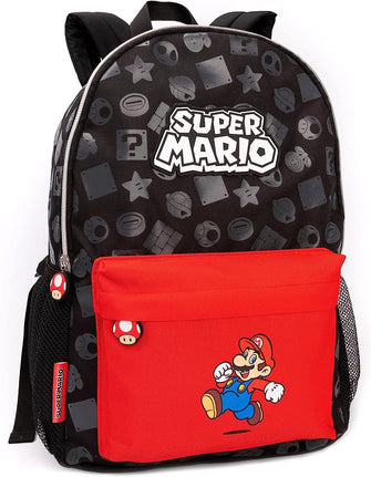 Nintendo Super Mario Backpack for Boys & Girls  Kids Toad Mushroom Black School Rucksack 16  Gamer Bag with Adjustable Straps One Size