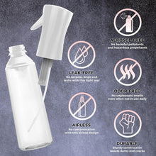 PACK OF 2 Flairosol Sprayer Continuous Hair Water Ultra Fine Mister Spray Bottle Propellant Free for Hairstyling, Cleaning, Gardening, Misting & Skin Care BPA Free (CLEAR) 10oz / 300ml By alpree
