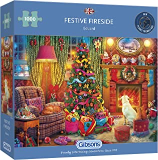 Festive Fireside 1000 Piece Jigsaw Puzzle | Christmas Jigsaw Puzzle | Sustainable Puzzle for Adults | Premium 100% Recycled Board | Gibsons Games