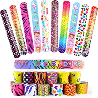 FEPITO 25 PCS Slap Bracelets Slap Wrist Bands with Hearts Animal Patterns for Kids Birthday Party Bag Fillers School Goodie Bag Little Toys Favours