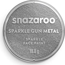 Snazaroo Face and Body Paint,Sparkle Gun Metal Grey, 18.8g Professional Water Based, Single Cake Makeup Supplies for Adults, Kids and Special FX