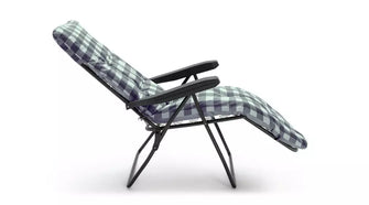 Check Folding Recliner Garden Chair - Grey